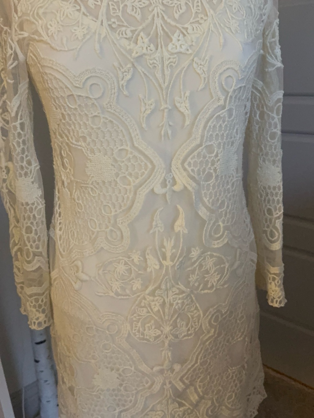Hale Bob Cream Lace Long-Sleeve Mini Dress - Picture 6 of 7